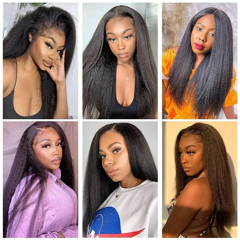 Kinky Straight 4x4 5x5 6x6 7x7 Transparent Closure Wig - 图片 7